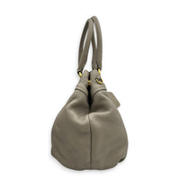 Logo Tote Bag Grey in Calfskin, Gold hardware