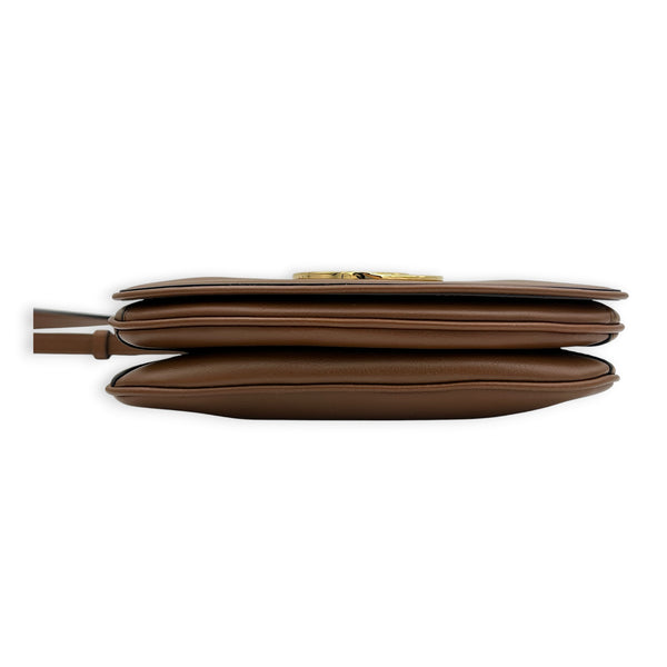 Blondie Shoulder Bag Brown in Calfskin, Gold hardware
