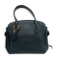 Milla Black Top Handle Bag in Taurillon Leather, Gold hardware