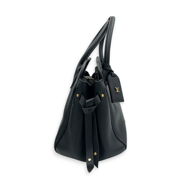 Milla Black Top Handle Bag in Taurillon Leather, Gold hardware