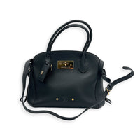Milla Black Top Handle Bag in Taurillon Leather, Gold hardware