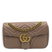 GG Marmont Shoulder Bag Small Dusty Pink / Nude Rose in Calfskin, Antique Brass hardware