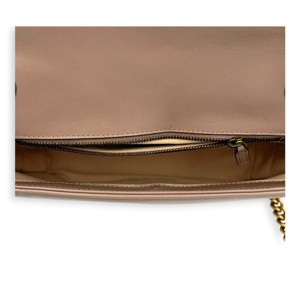 GG Marmont Shoulder Bag Small Dusty Pink / Nude Rose in Calfskin, Antique Brass hardware