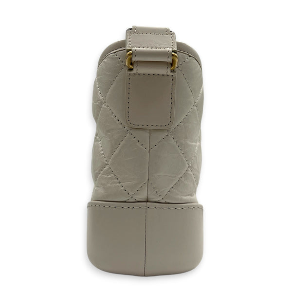 Gabrielle Shoulder Bag Small White in Calfskin, Mixed hardware