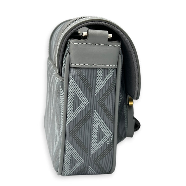 Hit The Road Grey Crossbody Bag in Coated Canvas, Mixed hardware