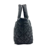 Cocoon Small Black Tote Bag in Nylon, Silver hardware