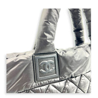 Cocoon Small Black Tote Bag in Nylon, Silver hardware
