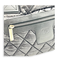 Cocoon Small Black Tote Bag in Nylon, Silver hardware