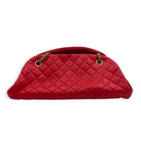 Mademoiselle Bowler Shoulder Bag Red in Lambskin, Antique Brass hardware
