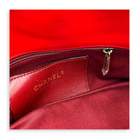 Mademoiselle Bowler Shoulder Bag Red in Lambskin, Antique Brass hardware