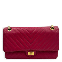 2.55 Shoulder Bag Medium Dark Red / Burgundy in Lambskin, Gold hardware