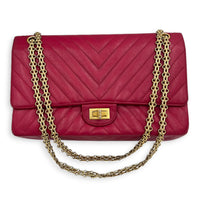 2.55 Shoulder Bag Medium Dark Red / Burgundy in Lambskin, Gold hardware