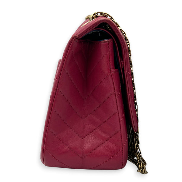 2.55 Shoulder Bag Medium Dark Red / Burgundy in Lambskin, Gold hardware