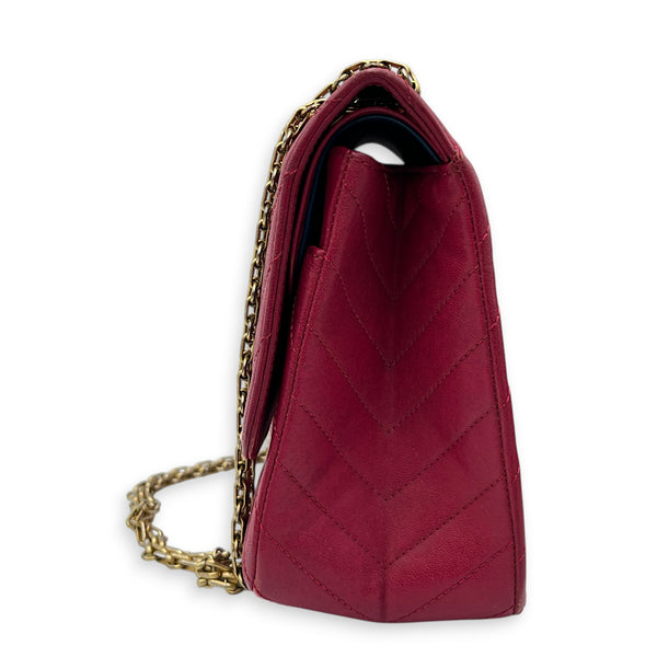 2.55 Shoulder Bag Medium Dark Red / Burgundy in Lambskin, Gold hardware
