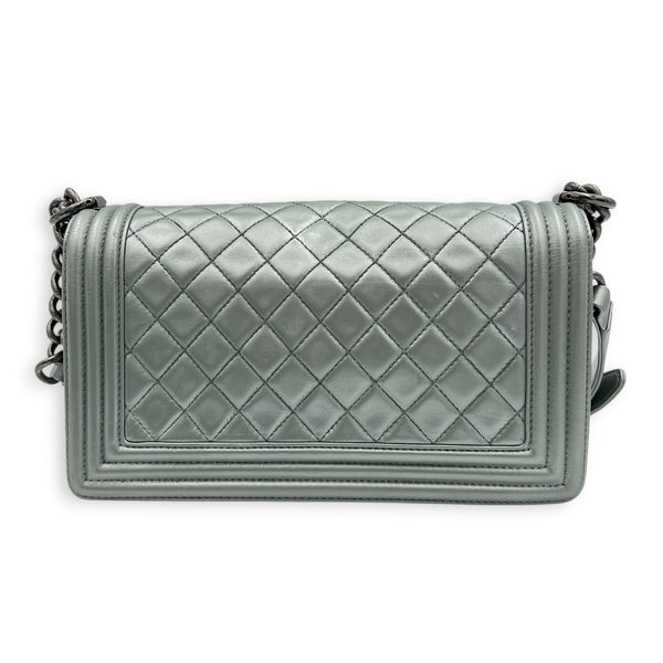 Boy Medium Metallic Silver (recolored) Shoulder Bag in Lambskin, Ruthenium hardware