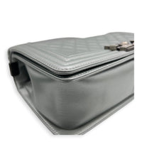 Boy Medium Metallic Silver (recolored) Shoulder Bag in Lambskin, Ruthenium hardware