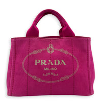 Canapa Small Pink Tote Bag in Canvas, Gold hardware