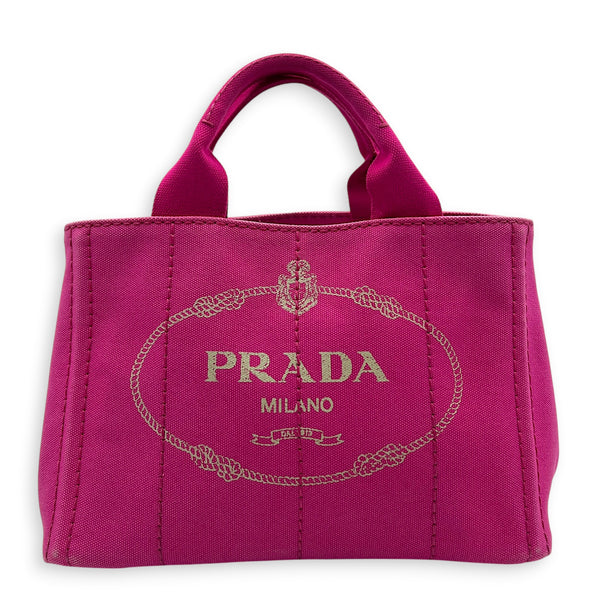 Canapa Small Pink Tote Bag in Canvas, Gold hardware