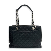 GST Shoulder Bag Black in Caviar Leather, Silver hardware