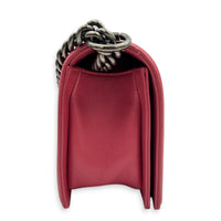 Boy Medium Pink Shoulder Bag in Calfskin, Ruthenium hardware