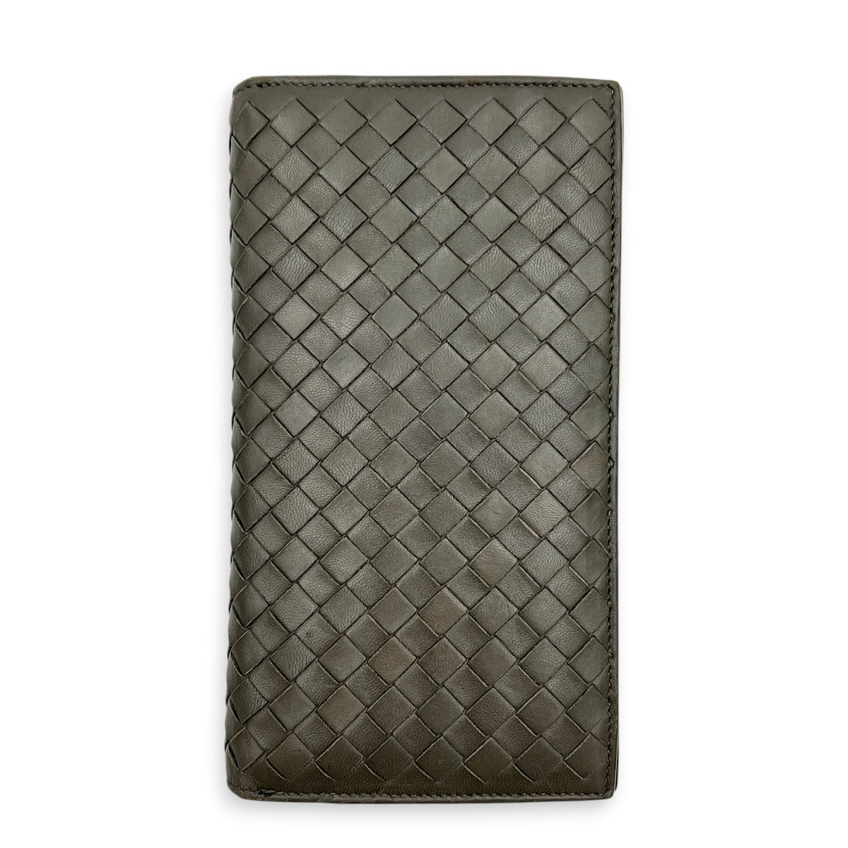 Intrecciato Grey Wallet in Lambskin, Ruthenium hardware