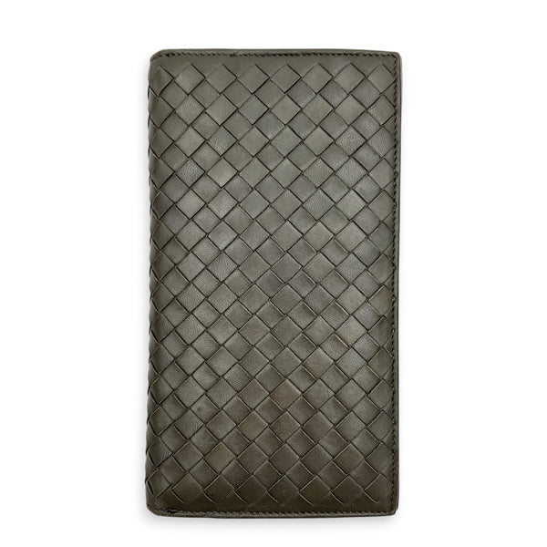 Intrecciato Grey Wallet in Lambskin, Ruthenium hardware
