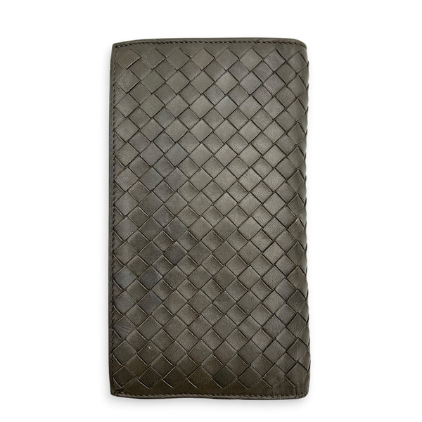Intrecciato Grey Wallet in Lambskin, Ruthenium hardware