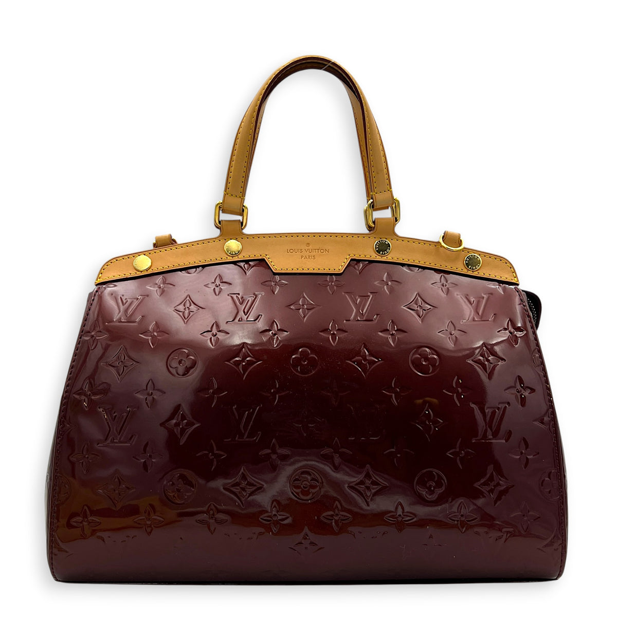 Brea MM Red Top Handle Bag in Vernis, Gold hardware