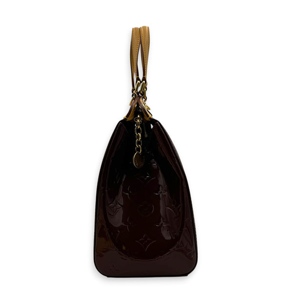 Brea MM Red Top Handle Bag in Vernis, Gold hardware
