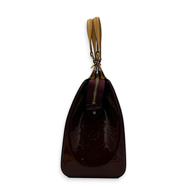 Brea MM Red Top Handle Bag in Vernis, Gold hardware