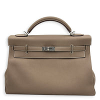 Kelly Maxi 42 Etoupe Top Handle Bag in Togo, Palladium hardware