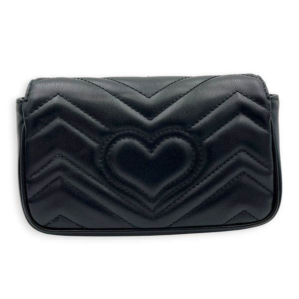 GG Marmont Crossbody Bag Super Mini Black in Calfskin, Gold hardware