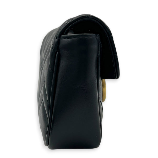 GG Marmont Crossbody Bag Super Mini Black in Calfskin, Gold hardware