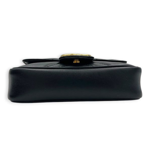 GG Marmont Crossbody Bag Super Mini Black in Calfskin, Gold hardware