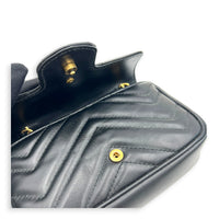 GG Marmont Crossbody Bag Super Mini Black in Calfskin, Gold hardware
