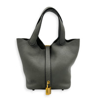 Picotin 18 Gris Meyer Top Handle Bag in Clemence, Gold hardware