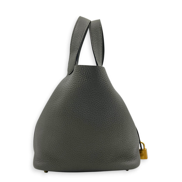 Picotin 18 Gris Meyer Top Handle Bag in Clemence, Gold hardware