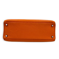 Kelly 32 Orange H Top Handle Bag in Clemence, Palladium hardware