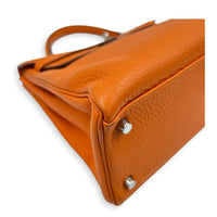 Kelly 32 Orange H Top Handle Bag in Clemence, Palladium hardware