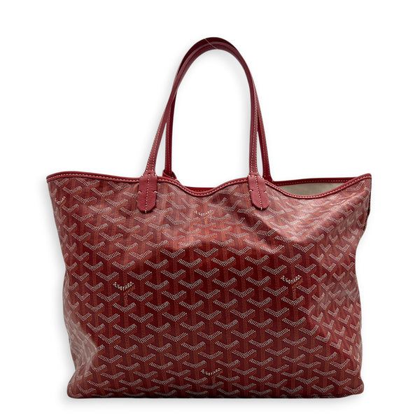 Saint Louis PM Red Tote Bag in Coated Canvas, Silver hardware