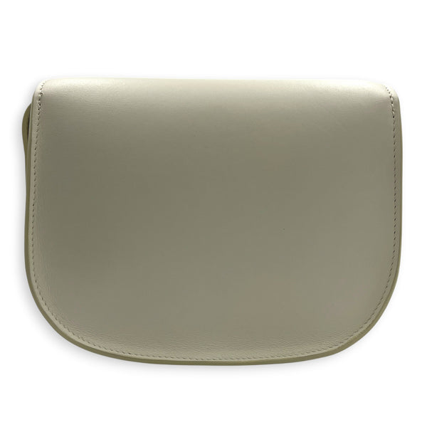 Folco Optic White Crossbody Bag in Calfskin, Gold hardware