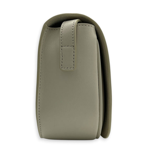 Folco Optic White Crossbody Bag in Calfskin, Gold hardware