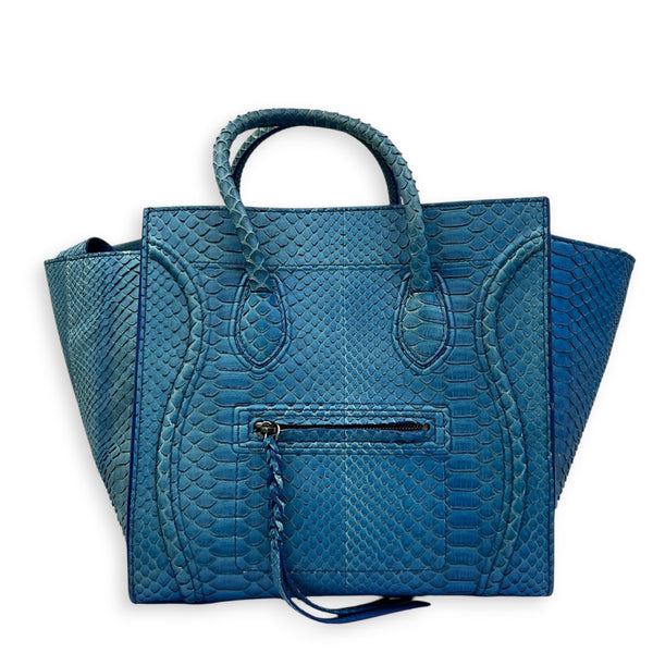 Phantom Tote Bag Large Blue in Python Leather, Silver hardware