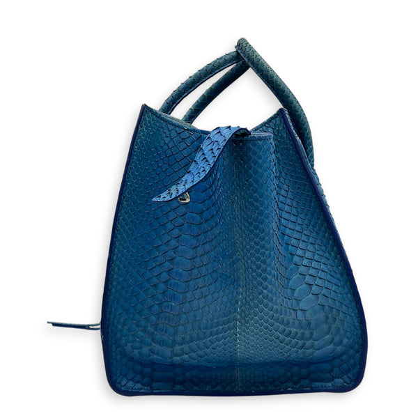 Phantom Tote Bag Large Blue in Python Leather, Silver hardware