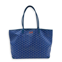 Artois MM Bleu Tote Bag in Coated Canvas, Silver hardware