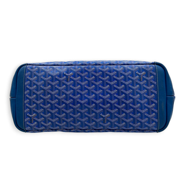 Artois MM Bleu Tote Bag in Coated Canvas, Silver hardware
