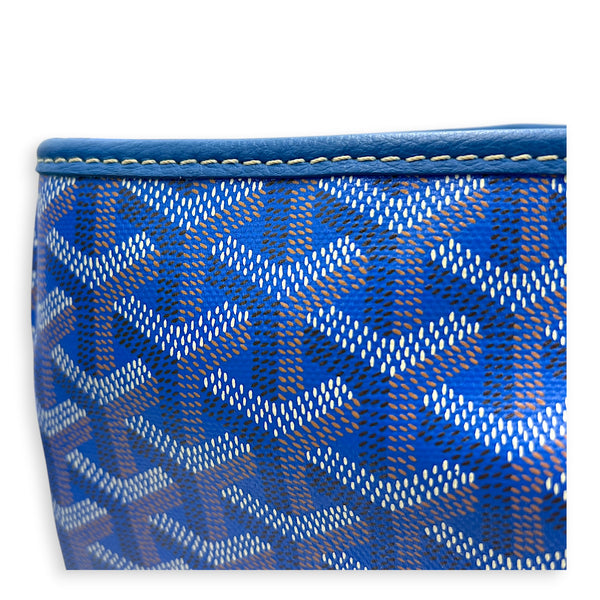 Artois MM Bleu Tote Bag in Coated Canvas, Silver hardware