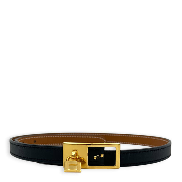 Lucky 15 70 Black/Gold Belt in Swift/ Epsom, Gold hardware