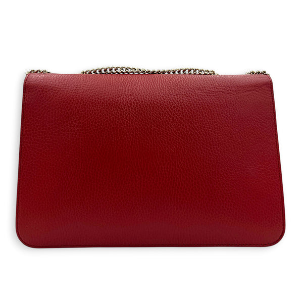 Interlocking G Wallet On Chain Hibiscus Red in Calfskin, Gold hardware