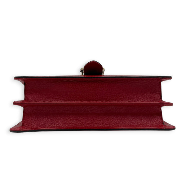 Interlocking G Wallet On Chain Hibiscus Red in Calfskin, Gold hardware